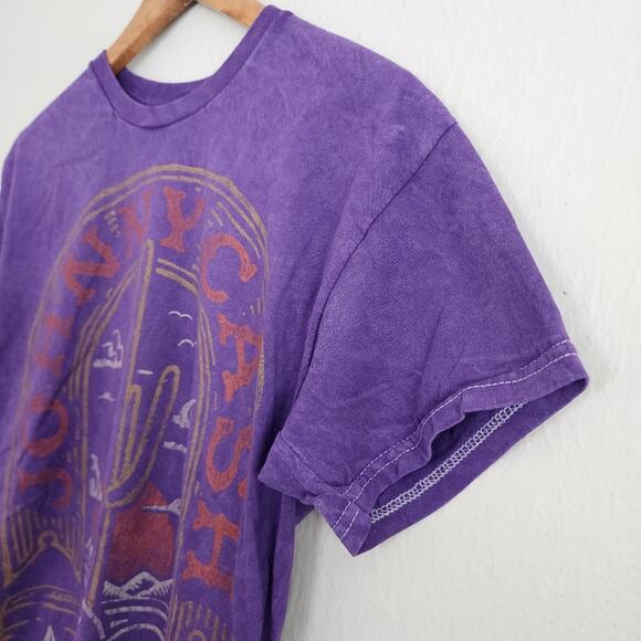 Urban Outfitters Johnny Cash T-Shirt Purple Acid Wash Graphic Tee Medium - Picture 4 of 8